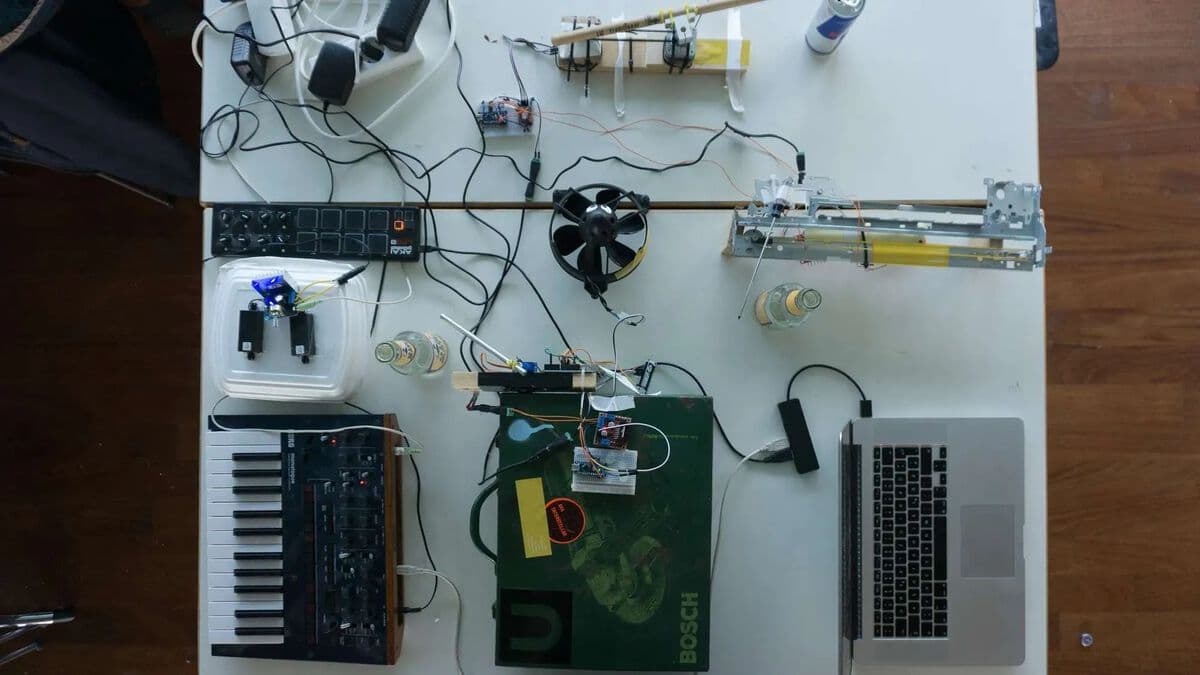 Ableton Live interface setup for controlling networked sound robots via Websockets