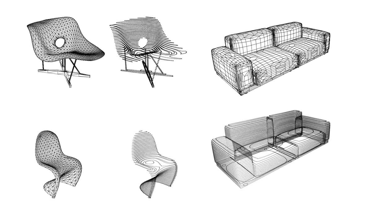 3D foam printer ceiling-mounted setup for furniture printing
